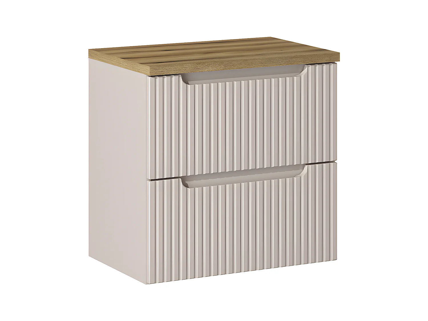 Meuble sous-vasque 60cm 2 tiroirs plan de toilette Riva Cachemire et Bois