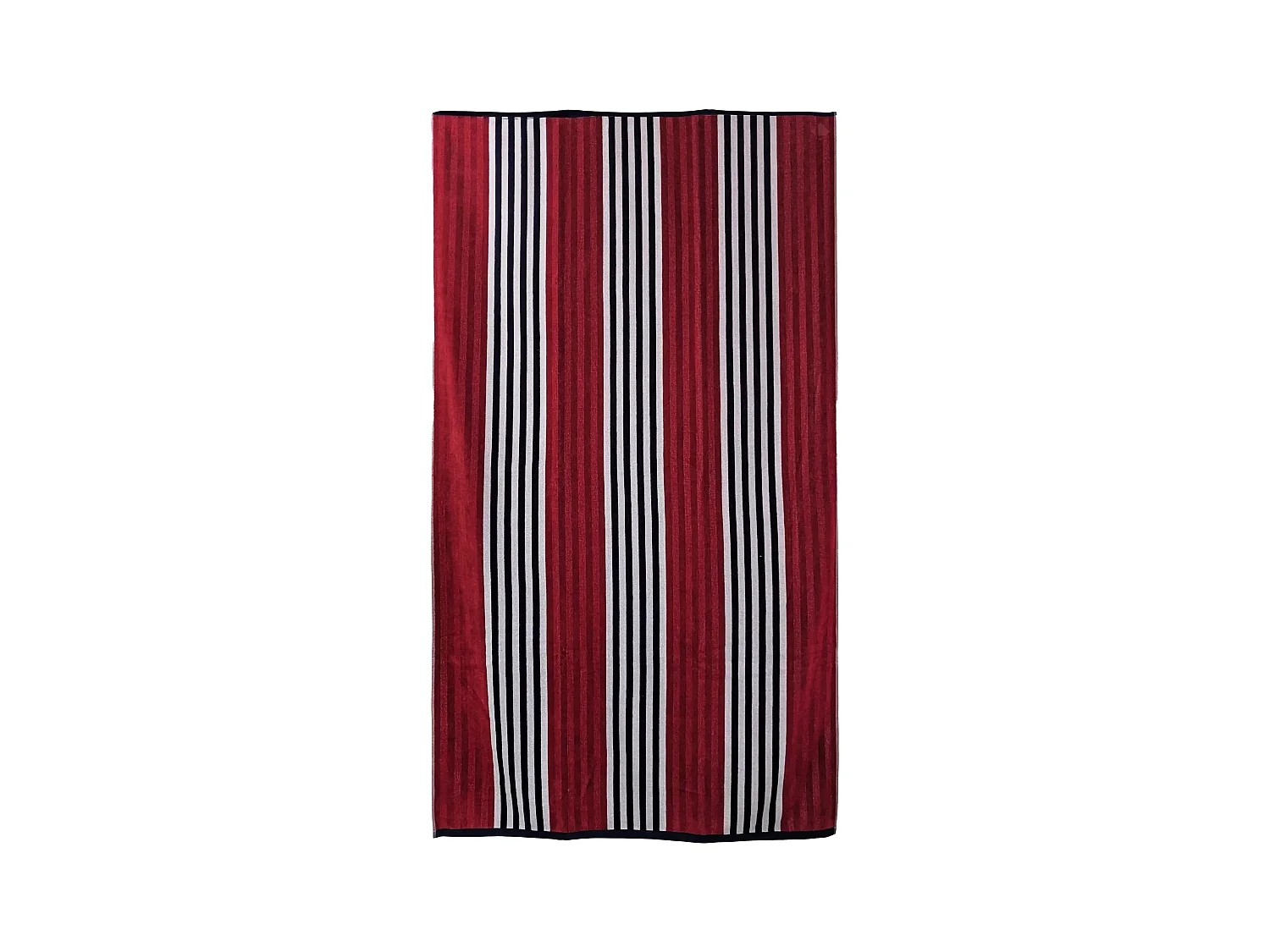 Drap de plage 100x180 cm en velours de coton MEZZOGIORNO rouge à rayures