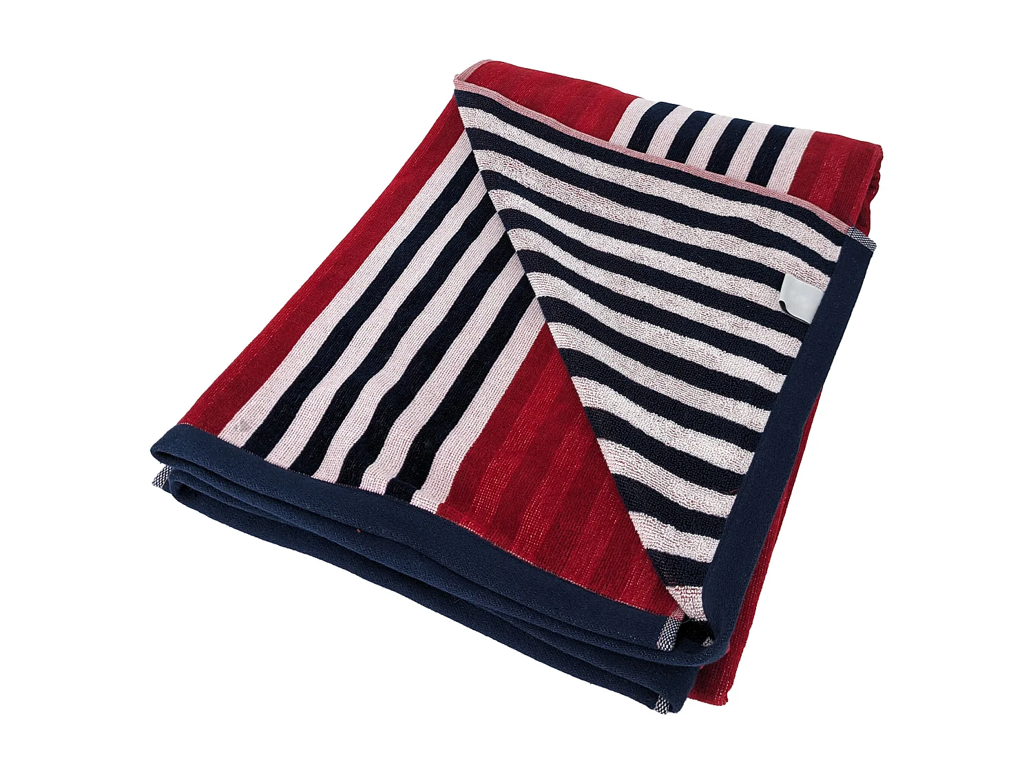 Drap de plage 100x180 cm en velours de coton MEZZOGIORNO rouge à rayures