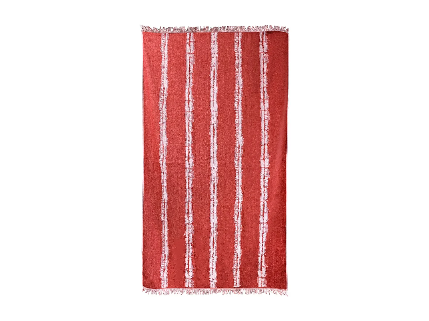 Drap de plage 100x180 cm en velours de coton ZANNONE rouge à rayures
