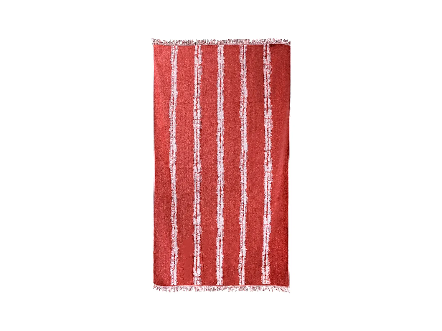 Drap de plage 100x180 cm en velours de coton ZANNONE rouge à rayures