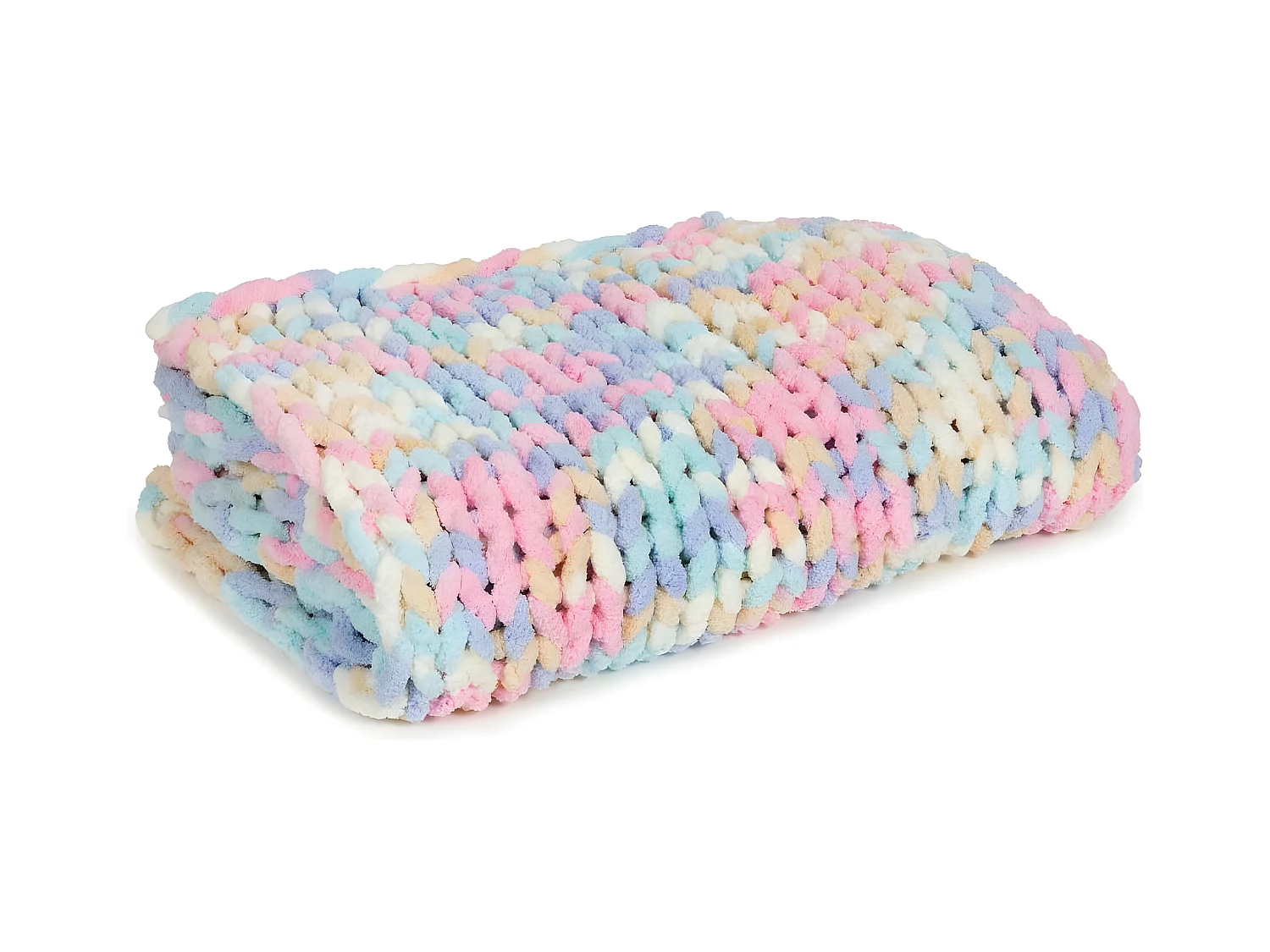 Couverture douillette en chenille tricotée main