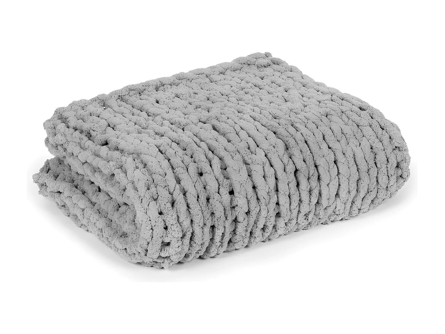 Couverture douillette en chenille tricotée main