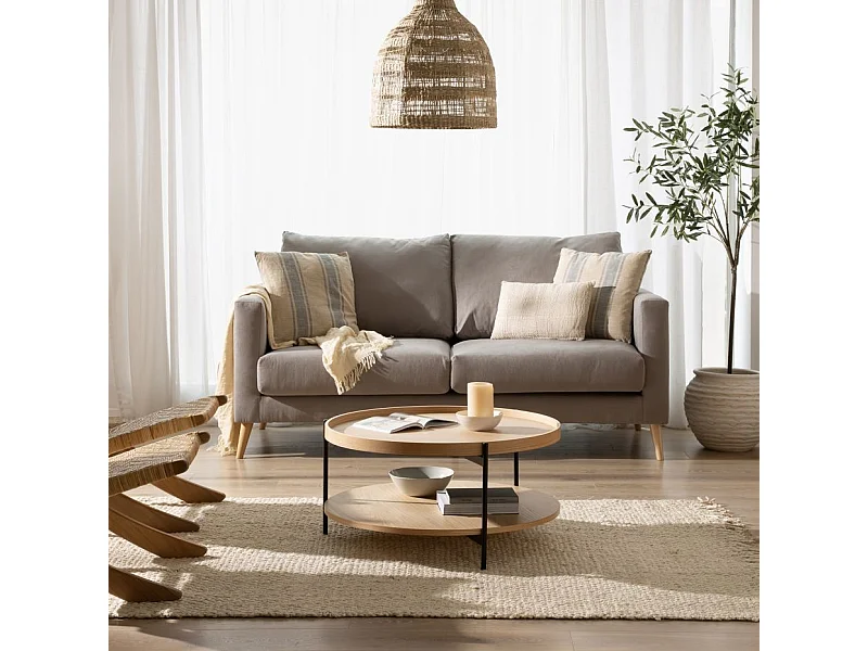 Table basse effet bois naturel 78x40