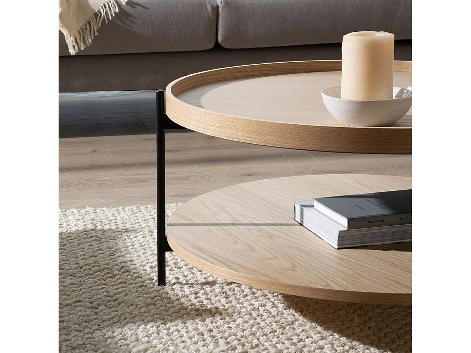 Table basse effet bois naturel 78x40