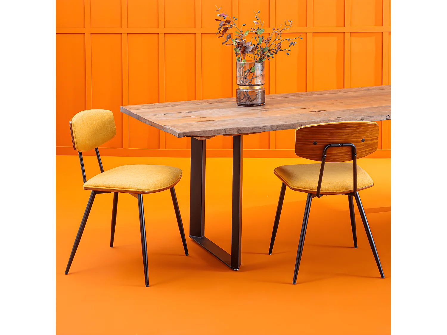 Set von 2 Senfgelben Babette-Stühlen - H79 cm