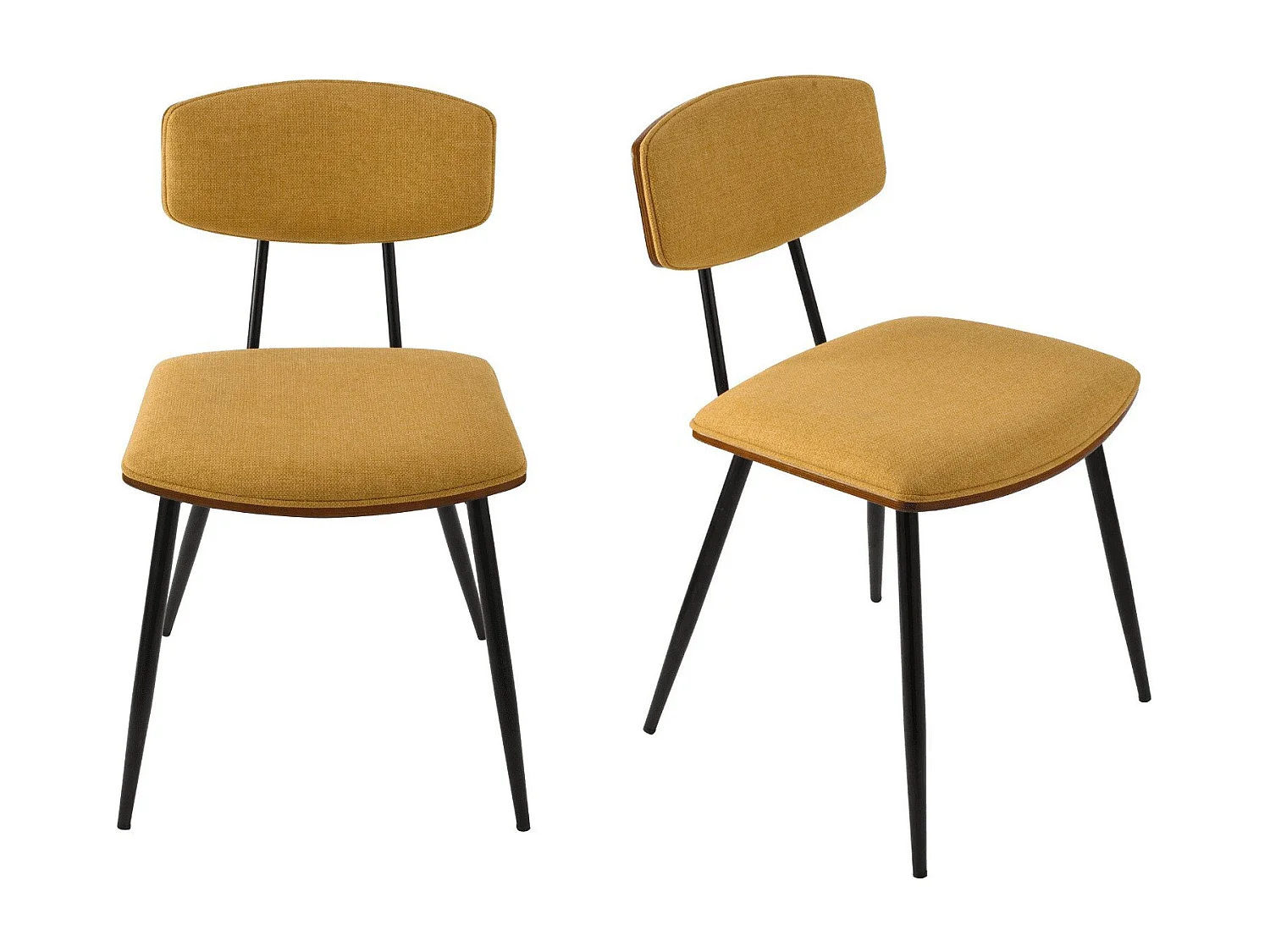 Set van 2 mosterdgele stoelen Babette - H79 cm