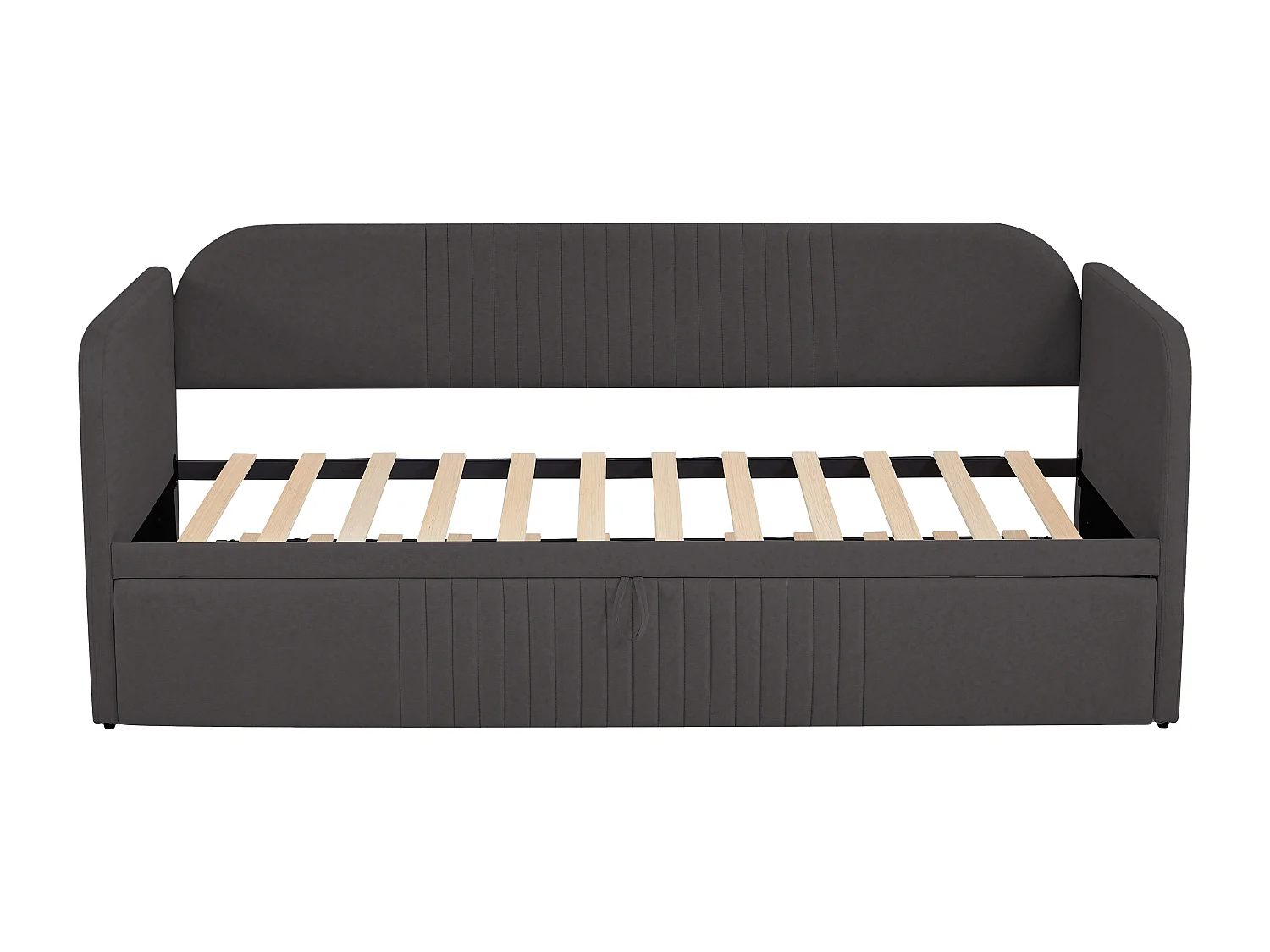 Ausziehbett 90/180x190 cm – Schlafsofa aus Leinenstoff – mit Lattenrost – Grau