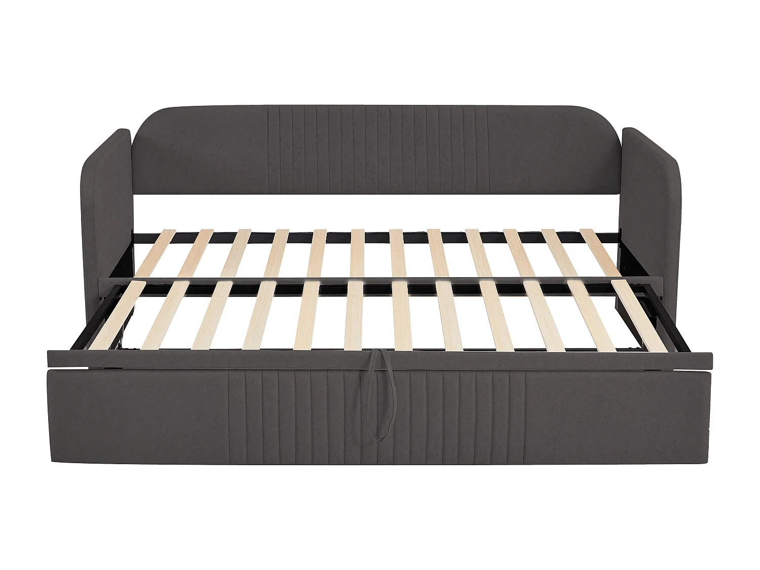 Ausziehbett 90/180x190 cm – Schlafsofa aus Leinenstoff – mit Lattenrost – Grau