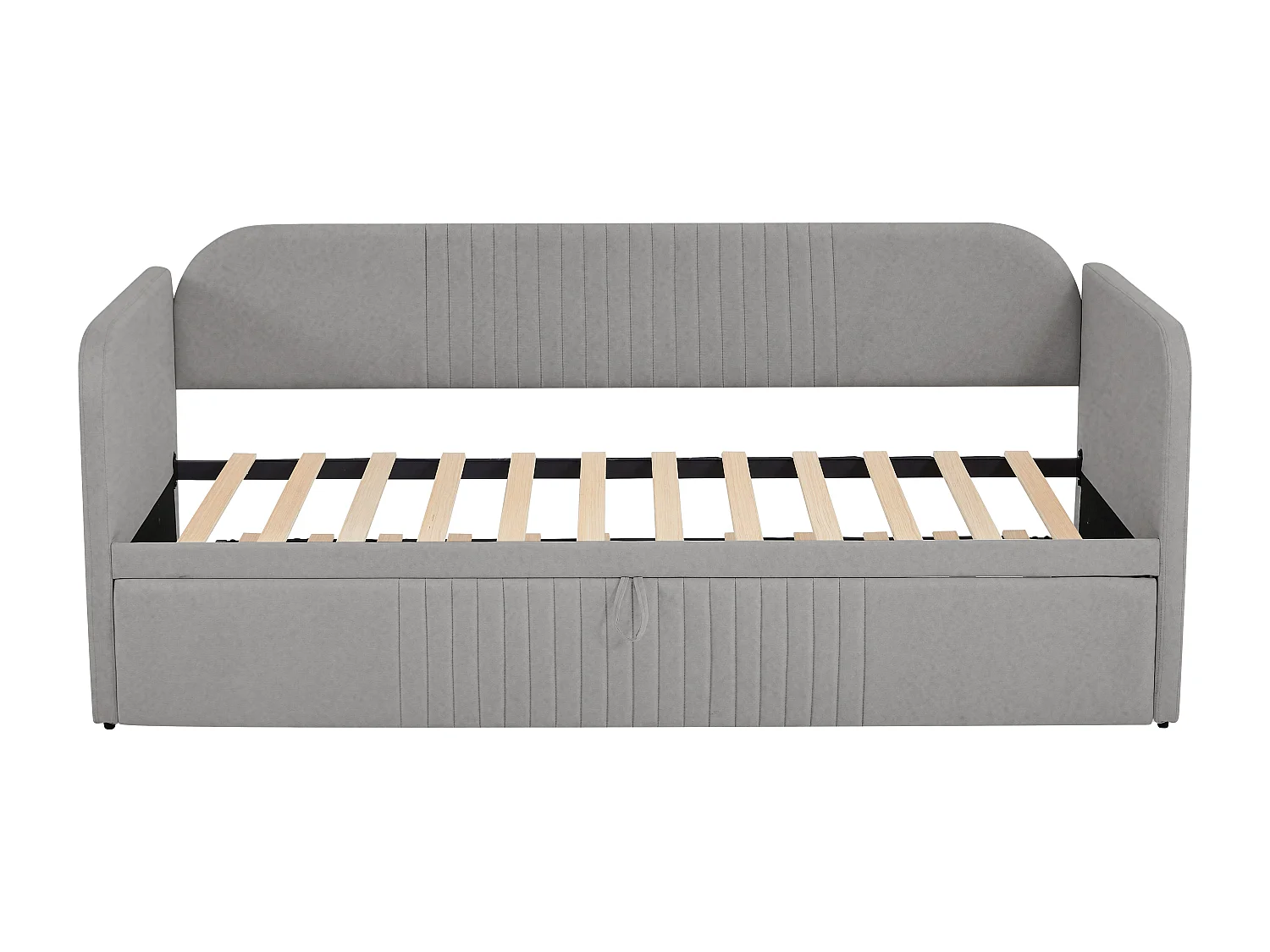 Ausziehbett 90/180x190 cm – Schlafsofa aus Leinenstoff – mit Lattenrost – Hellgrau