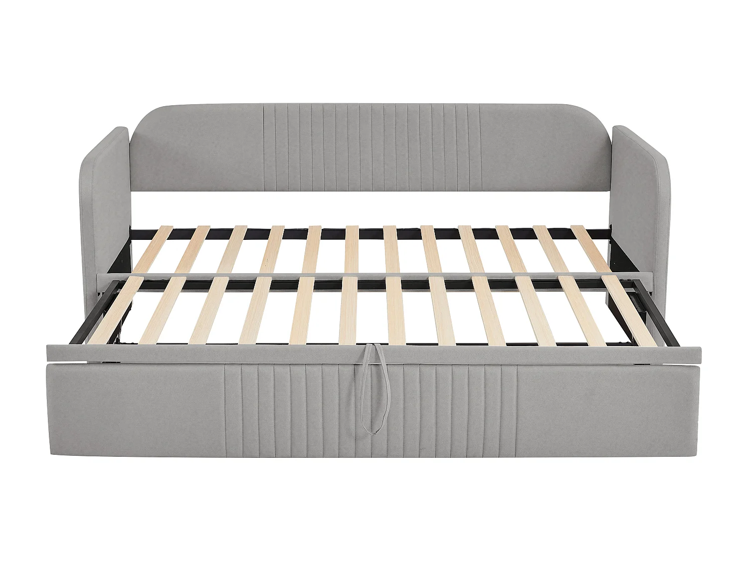 Ausziehbett 90/180x190 cm – Schlafsofa aus Leinenstoff – mit Lattenrost – Hellgrau