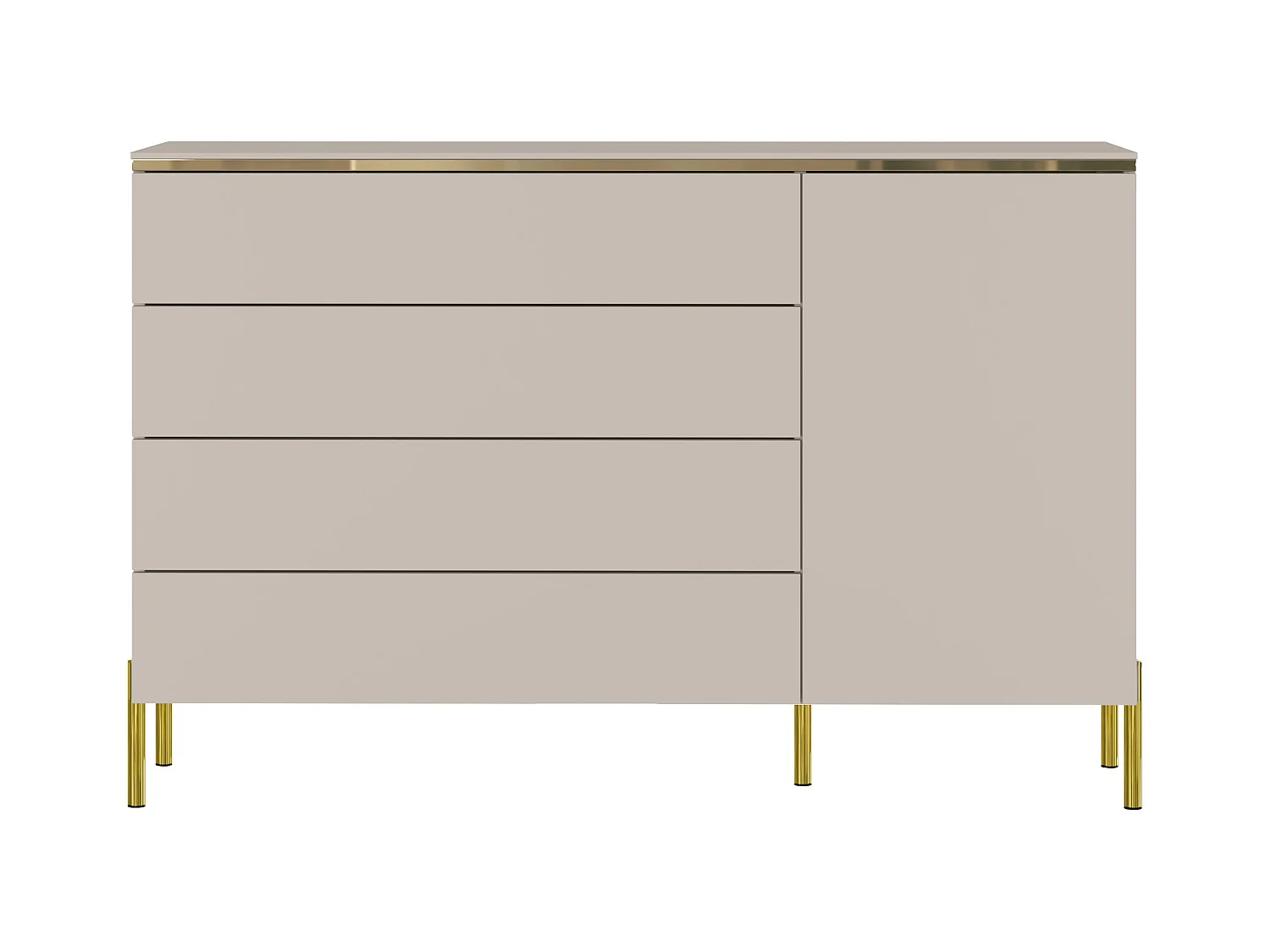 Cómoda con 4 cajones y 1 armario - Beige y dorado - VUKIA de Pascal Morabito