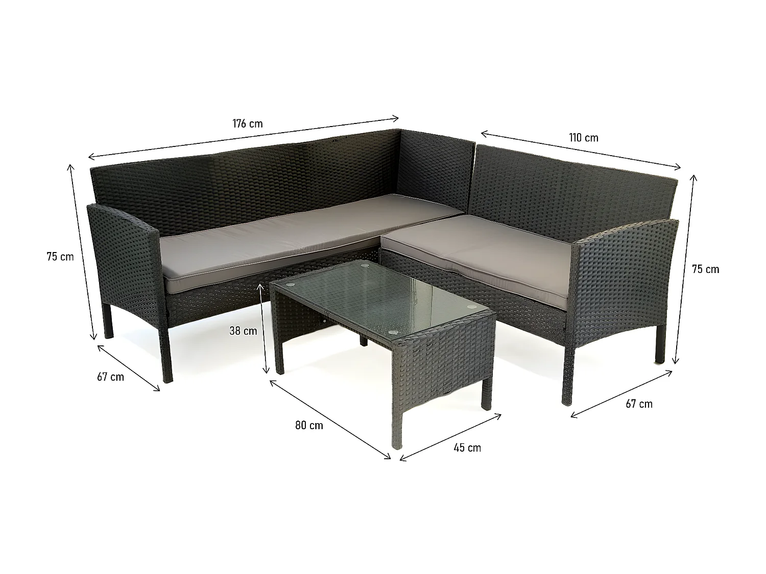 Salon de jardin en résine tressée "Louisa" - 5 places - Marron