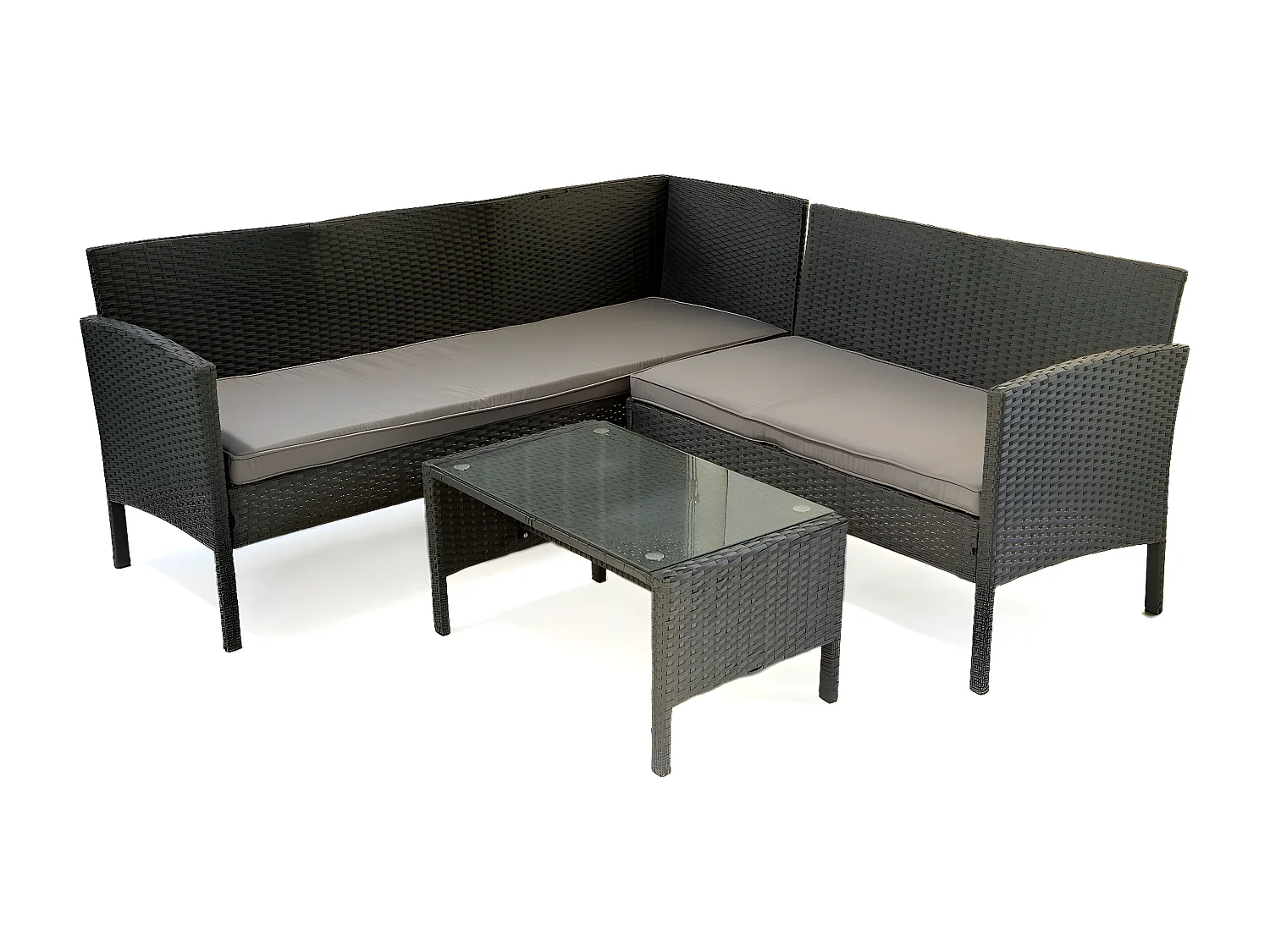 Salon de jardin en résine tressée "Louisa" - 5 places - Marron