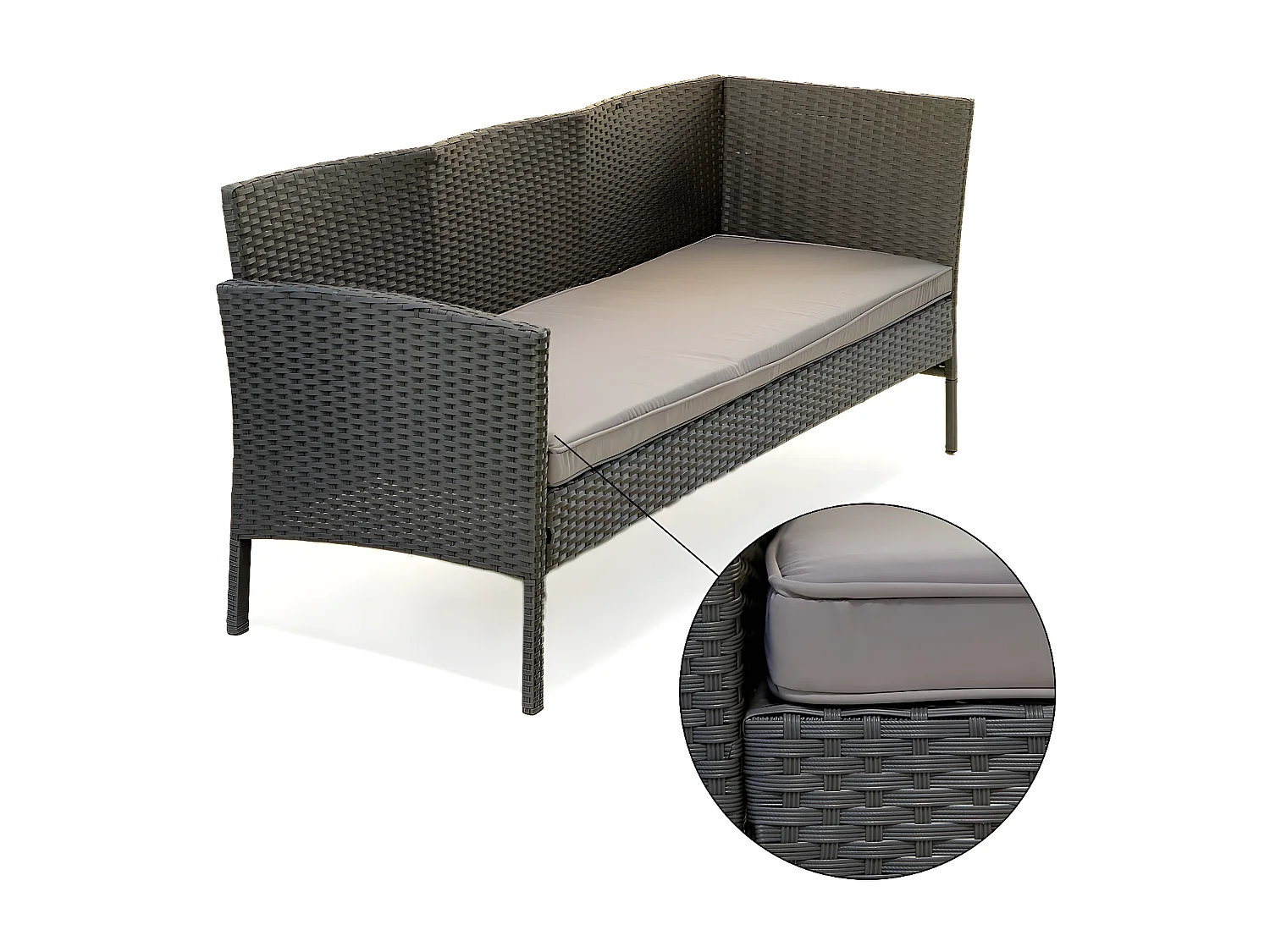 Salon de jardin en résine tressée "Louisa" - 5 places - Marron