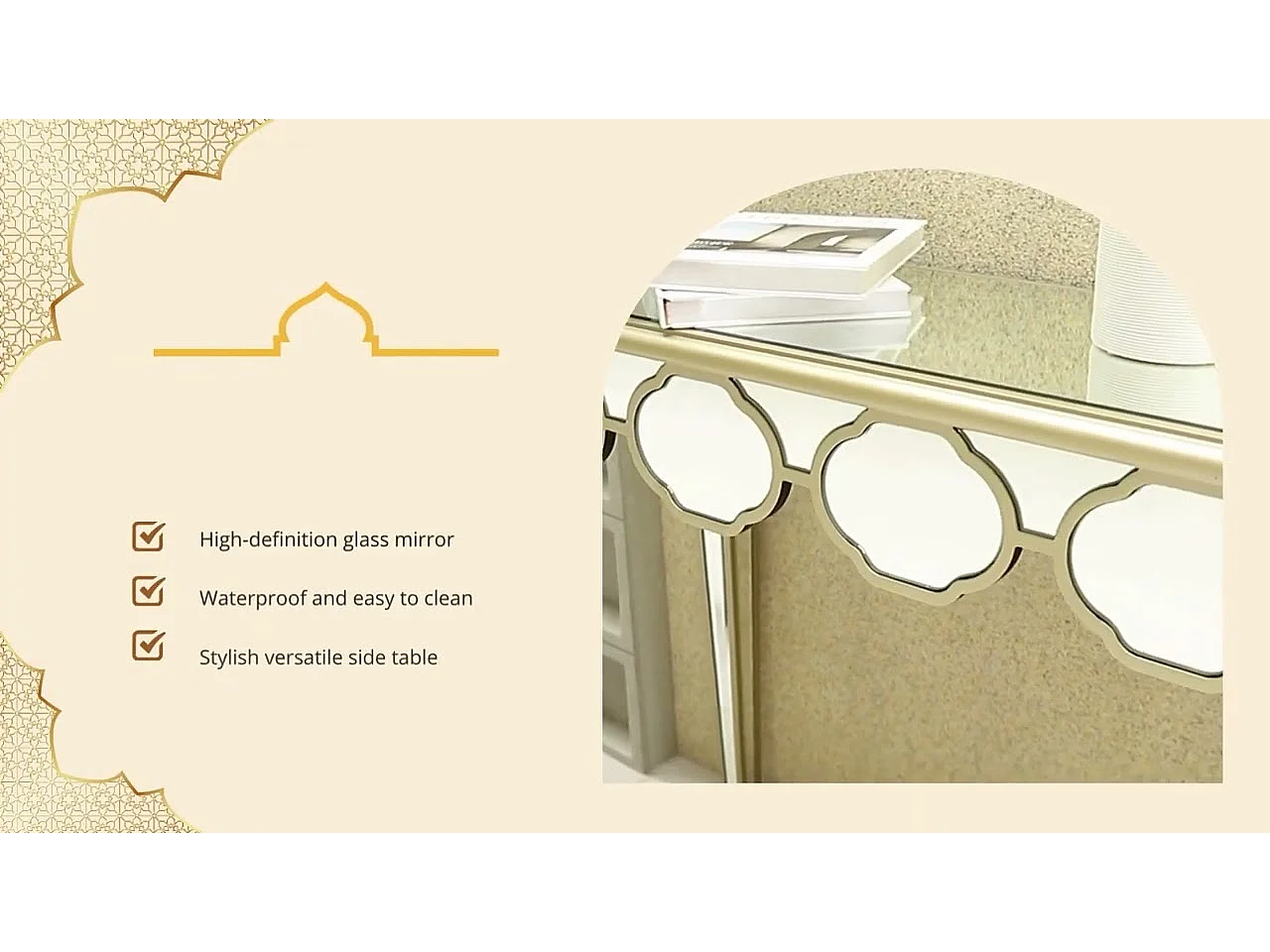 Console en verre trempé doré et argenté - 120x35x76cm