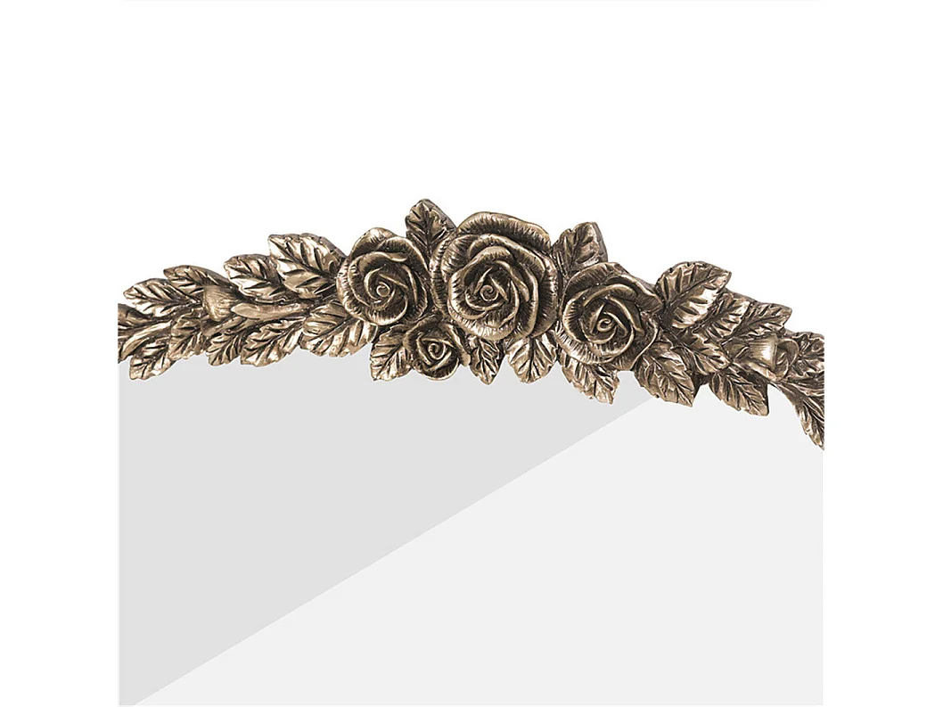 Bogenspiegel aus Metall – L 60,5 x H 91,6 cm – Goldfarbener Designer-Wandspiegel