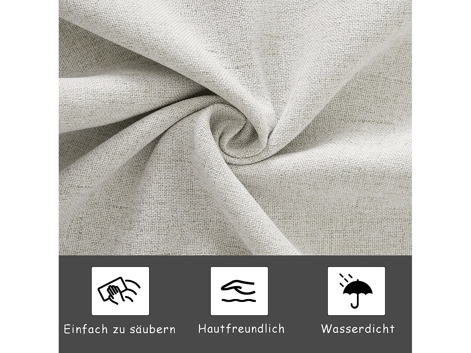 Letto 140x200cm - Spazio contenitore - Rete a doghe - Illuminazione LED e testiera regolabile - Lino - Beige