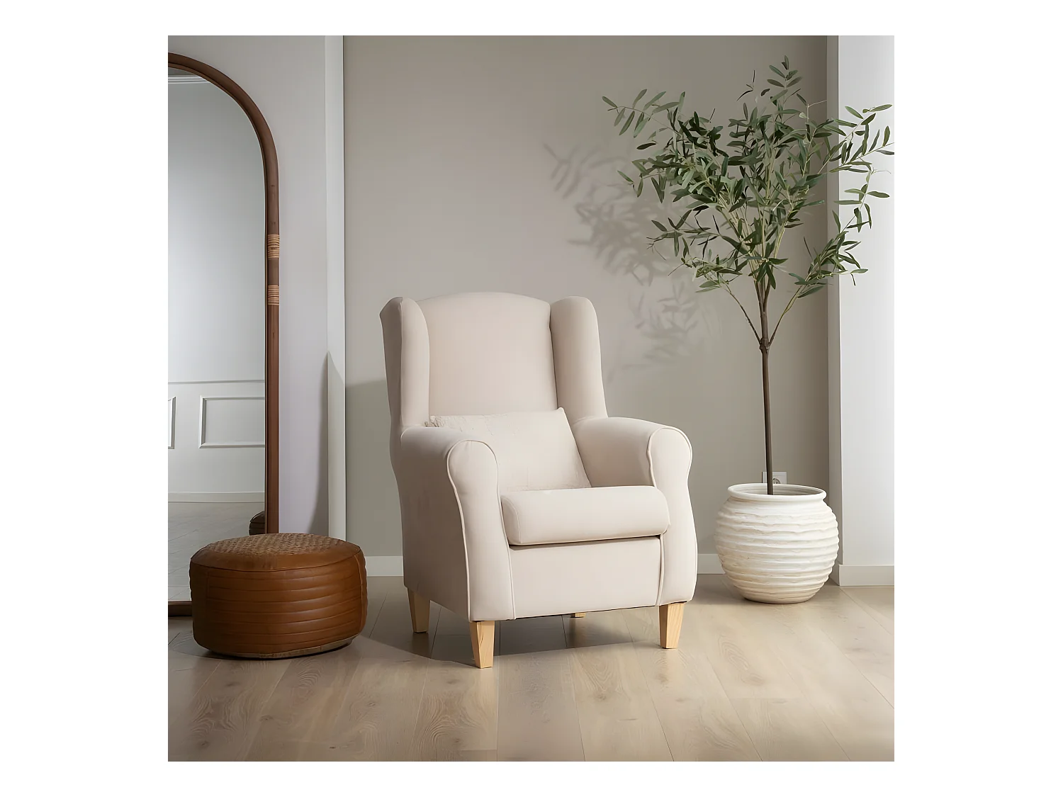 Fauteuil effet bois Beige 67x104