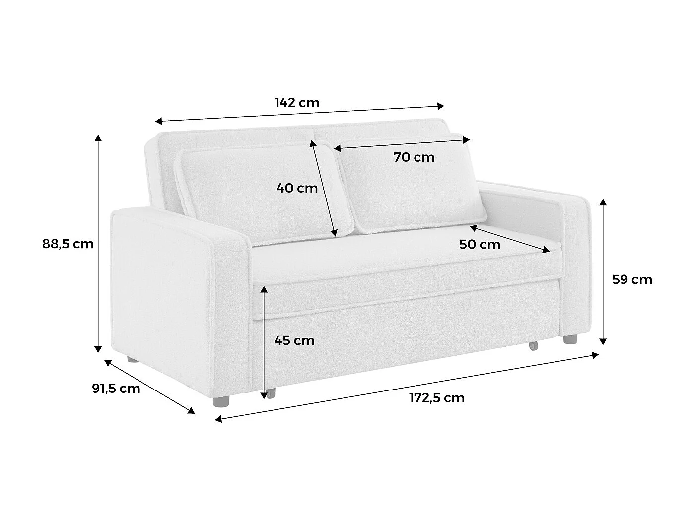 Sofá cama borreguito de 3 plazas crema