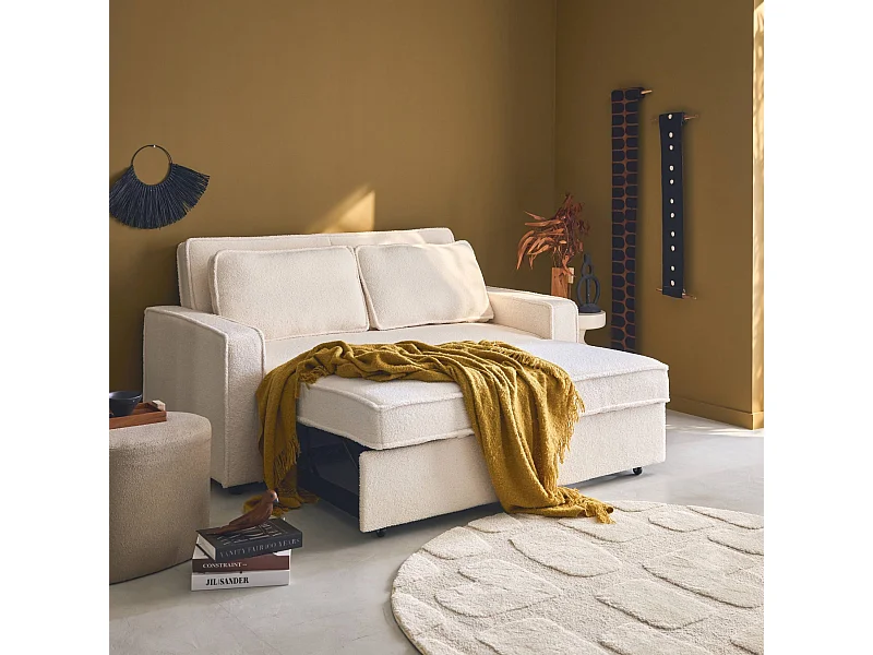 Sofá cama borreguito de 3 plazas crema