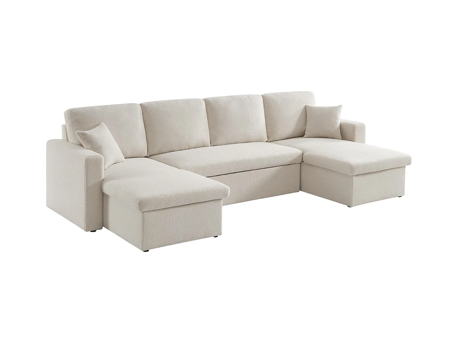 Canapé panoramique convertible 4 places tissu bouclette. Urban. L 281 x P 142 x H 86cm