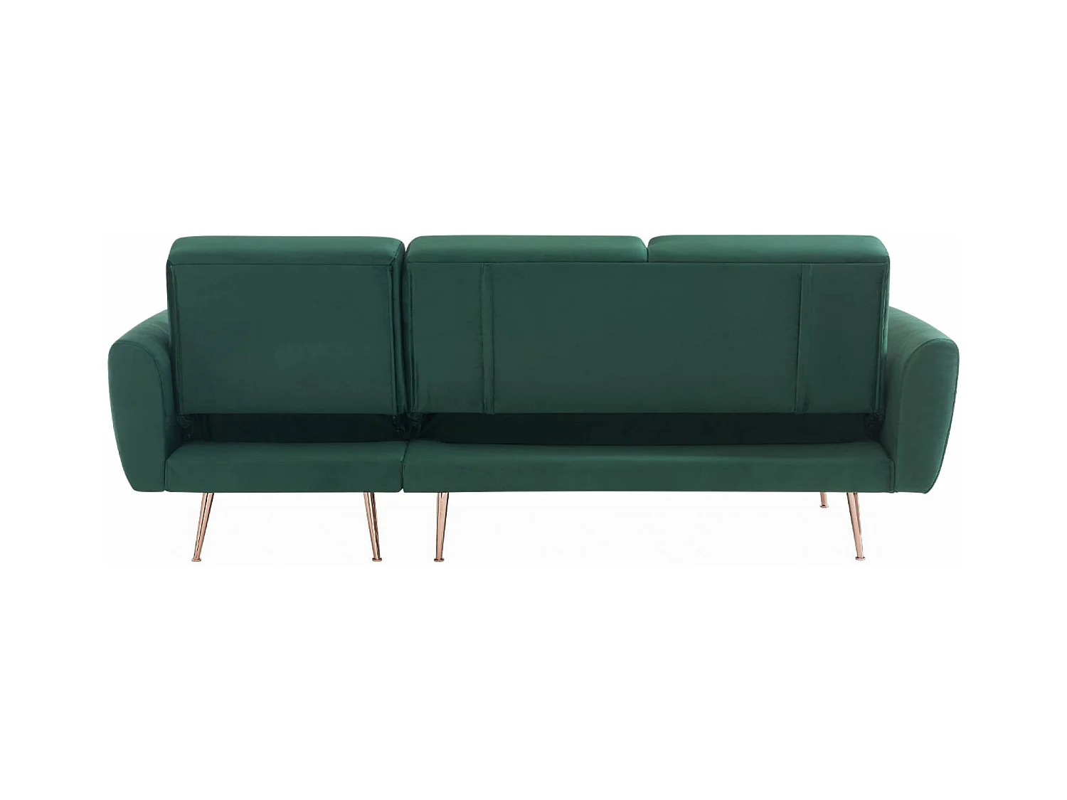 Sofá esquinero convertible reversible de 3 plazas de terciopelo verde