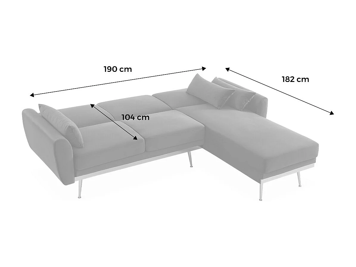 Sofá esquinero convertible reversible de 3 plazas de terciopelo verde