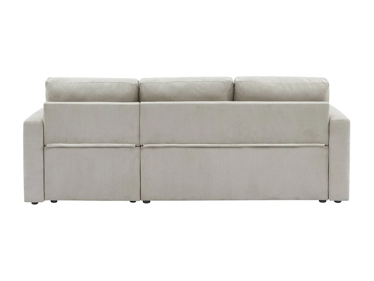 Divano letto angolare reversibile in velluto a coste, 3 posti, beige