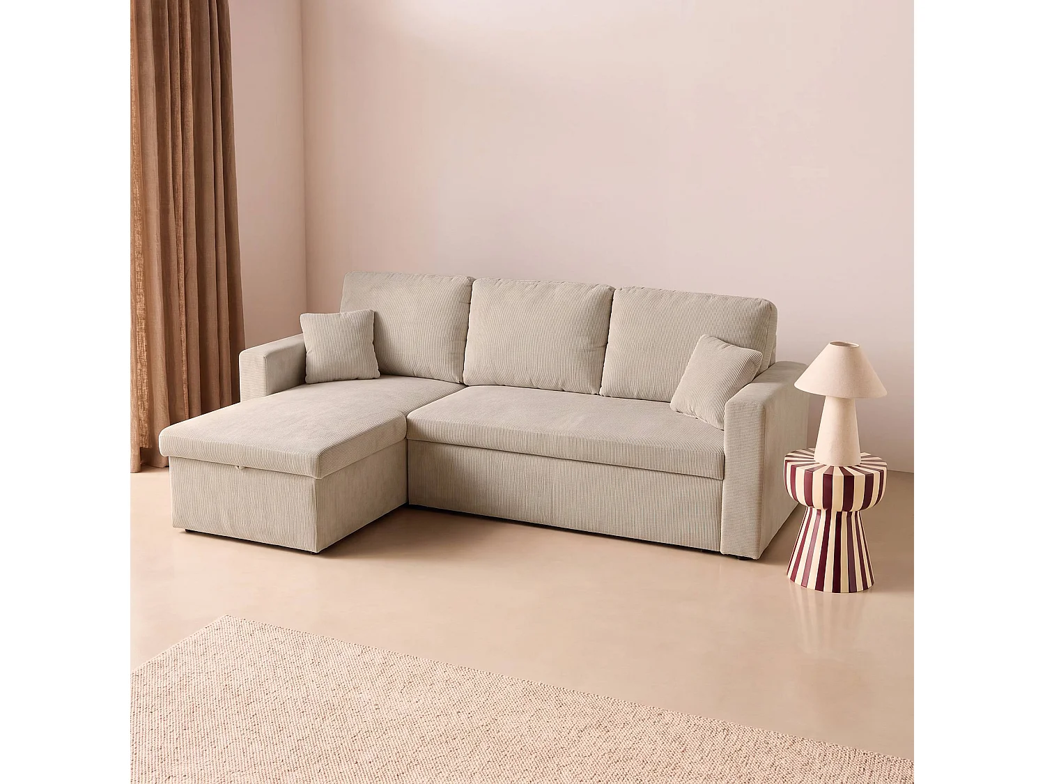 Sofá cama esquinero reversible con espacio de almacenamiento, 3 plazas
