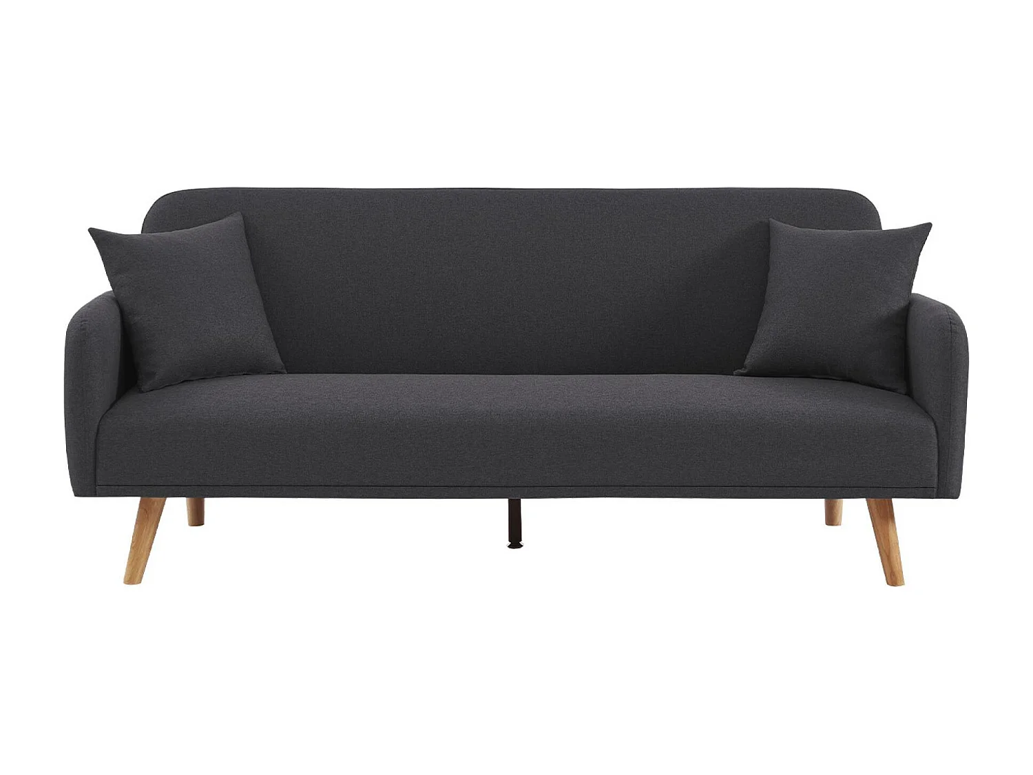 Sofá cama de 2-3 plazas de tela, patas de madera de hevea gris oscuro