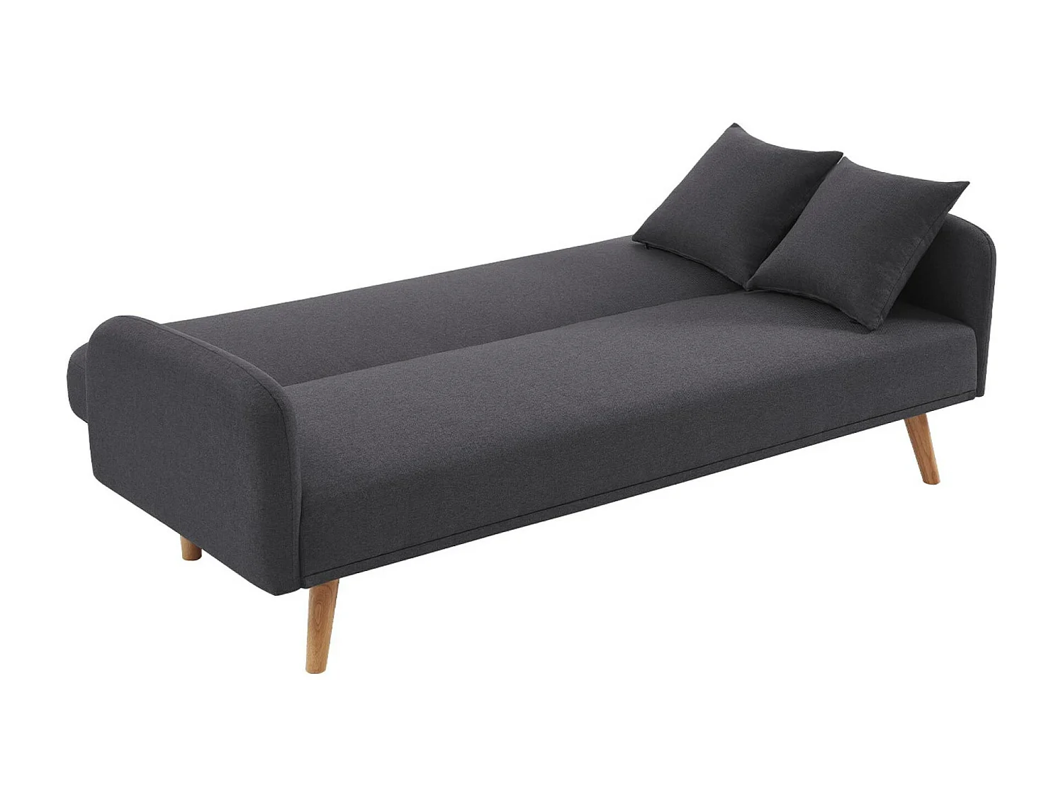 Sofá cama de 2-3 plazas de tela, patas de madera de hevea gris oscuro