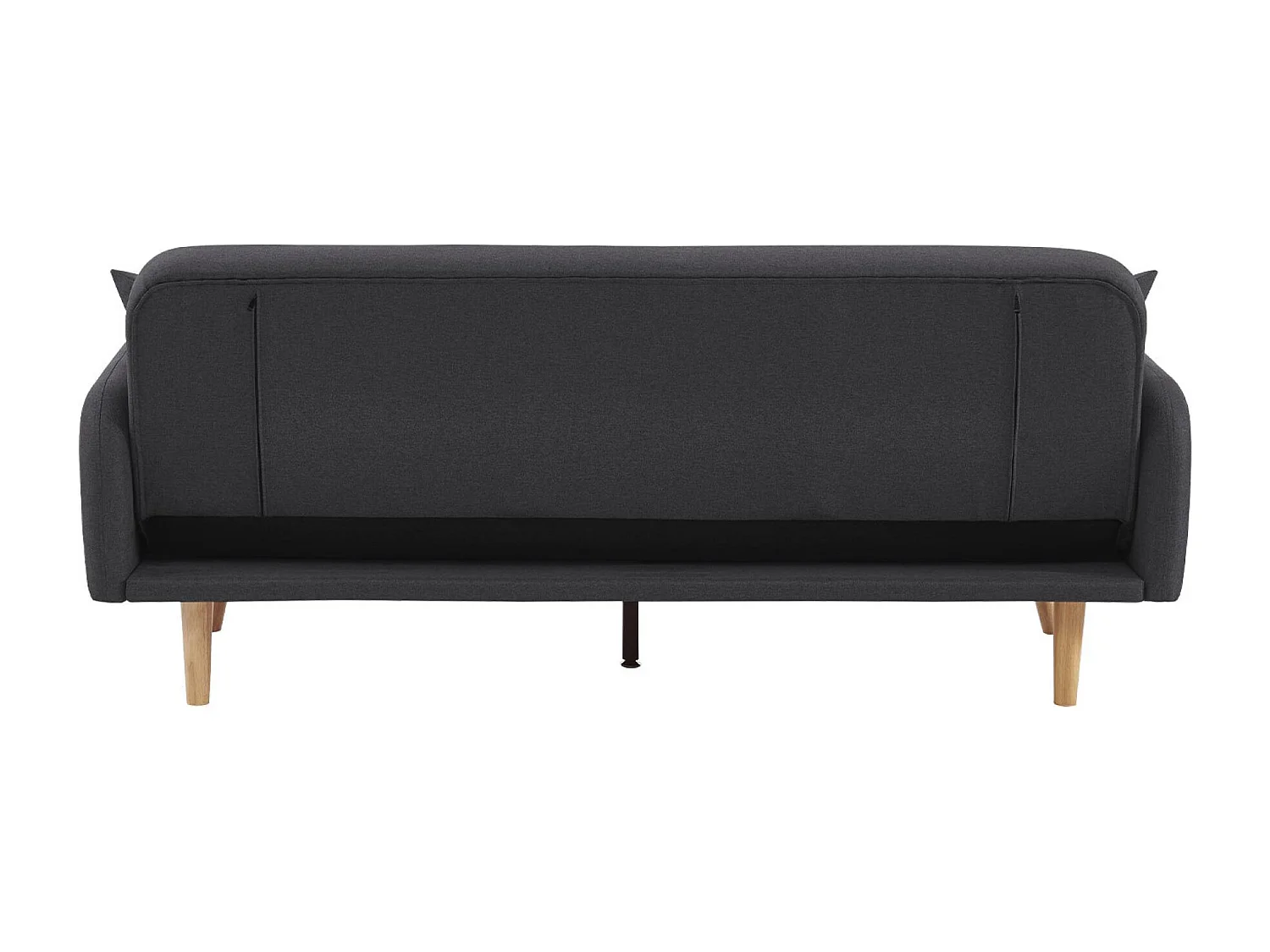 Sofá cama de 2-3 plazas de tela, patas de madera de hevea gris oscuro