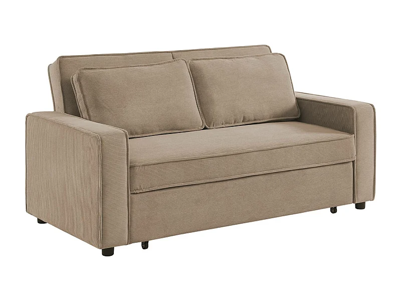 Divano letto a 3 posti in velluto a coste, beige