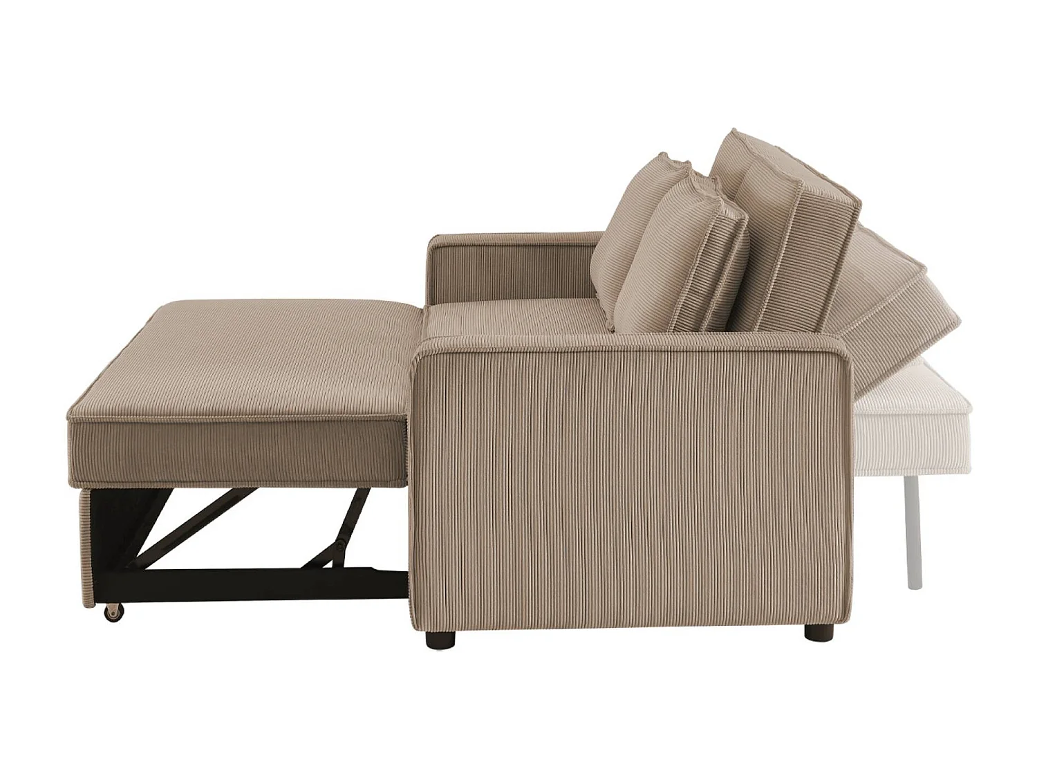 Divano letto a 3 posti in velluto a coste, beige