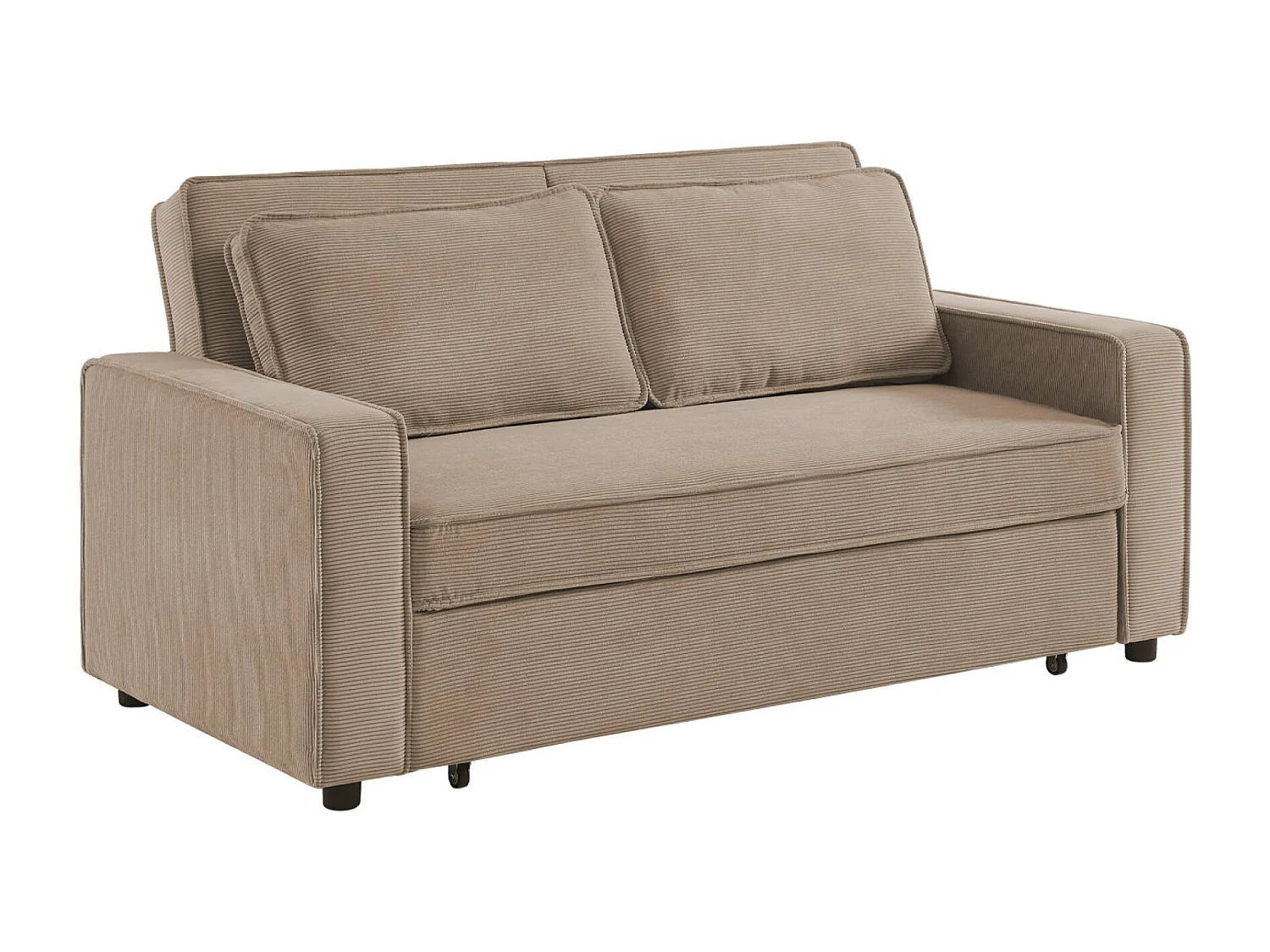 Divano letto a 3 posti in velluto a coste, beige