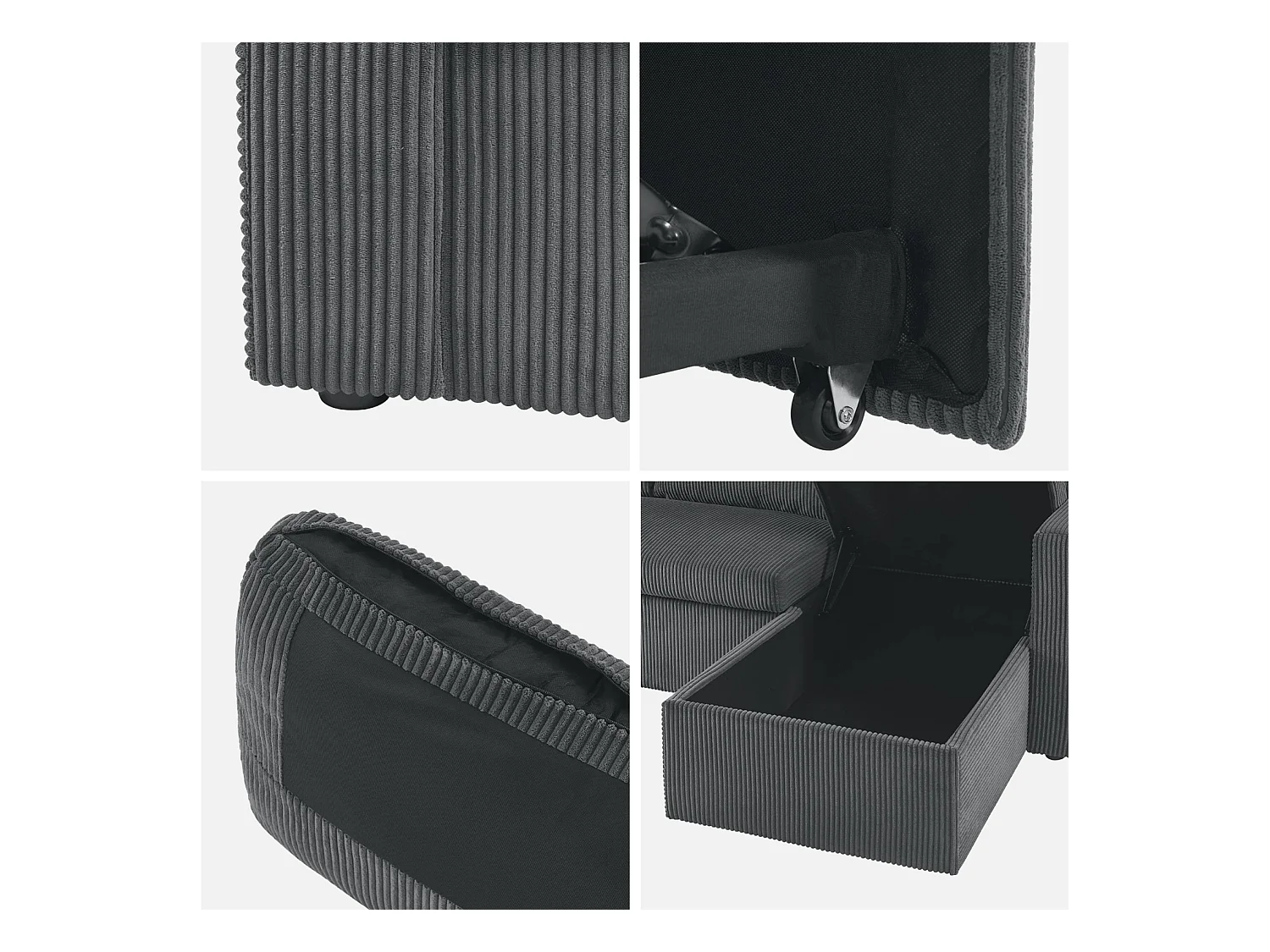 Sofá cama esquinero reversible 3 plazas gris oscuro