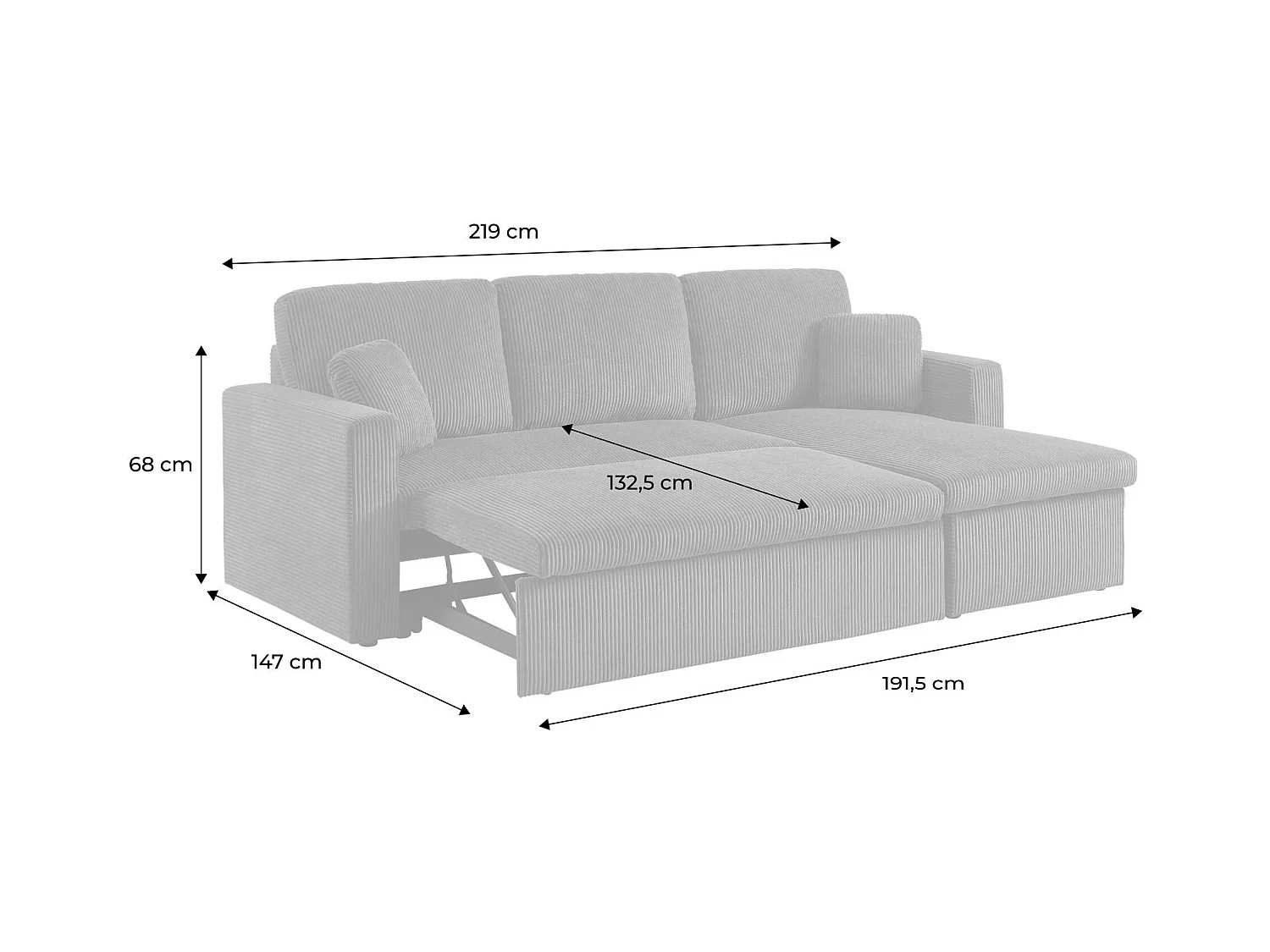Sofá cama esquinero reversible 3 plazas gris oscuro