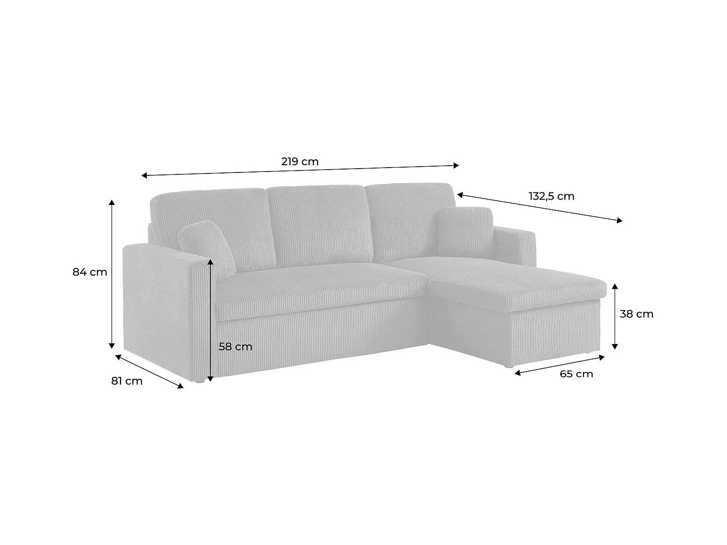 Sofá cama esquinero reversible 3 plazas gris oscuro