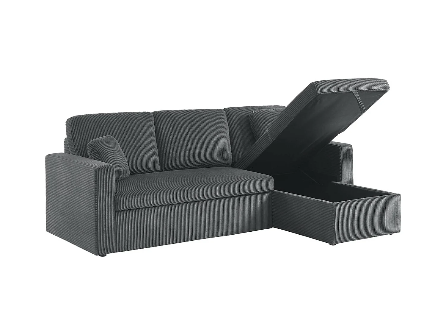 Sofá cama esquinero reversible 3 plazas gris oscuro