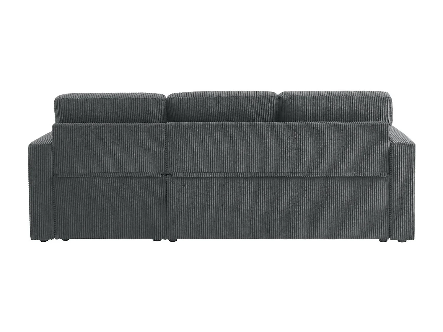 Canapé d'angle convertible et réversible. velours côtelé grosse côte gris foncé. 3 places