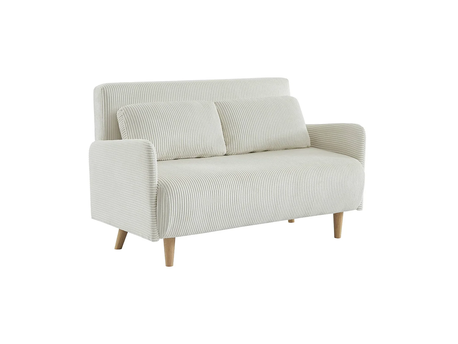 Canapé 2 places convertible inclinable en velours blanc PANAM