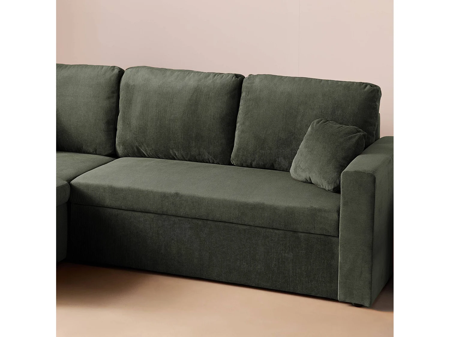 Sofá cama esquinero reversible con espacio de almacenamiento, 3 plazas