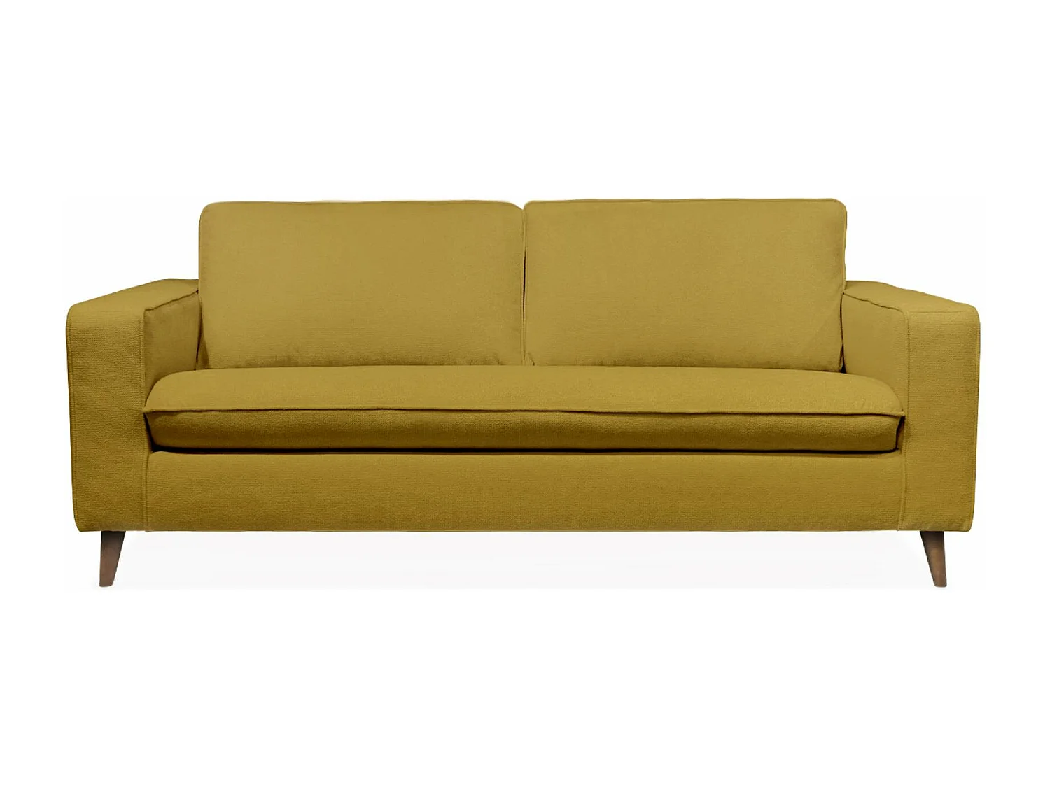 Sofá cama convertible de 3 plazas con colchón de 12cm mostaza