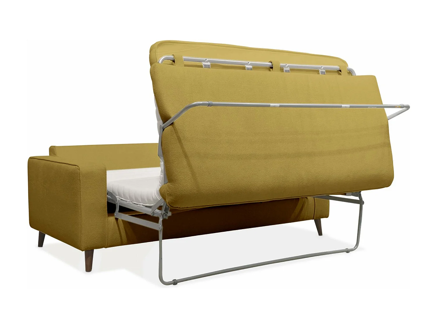 Sofá cama convertible de 3 plazas con colchón de 12cm mostaza