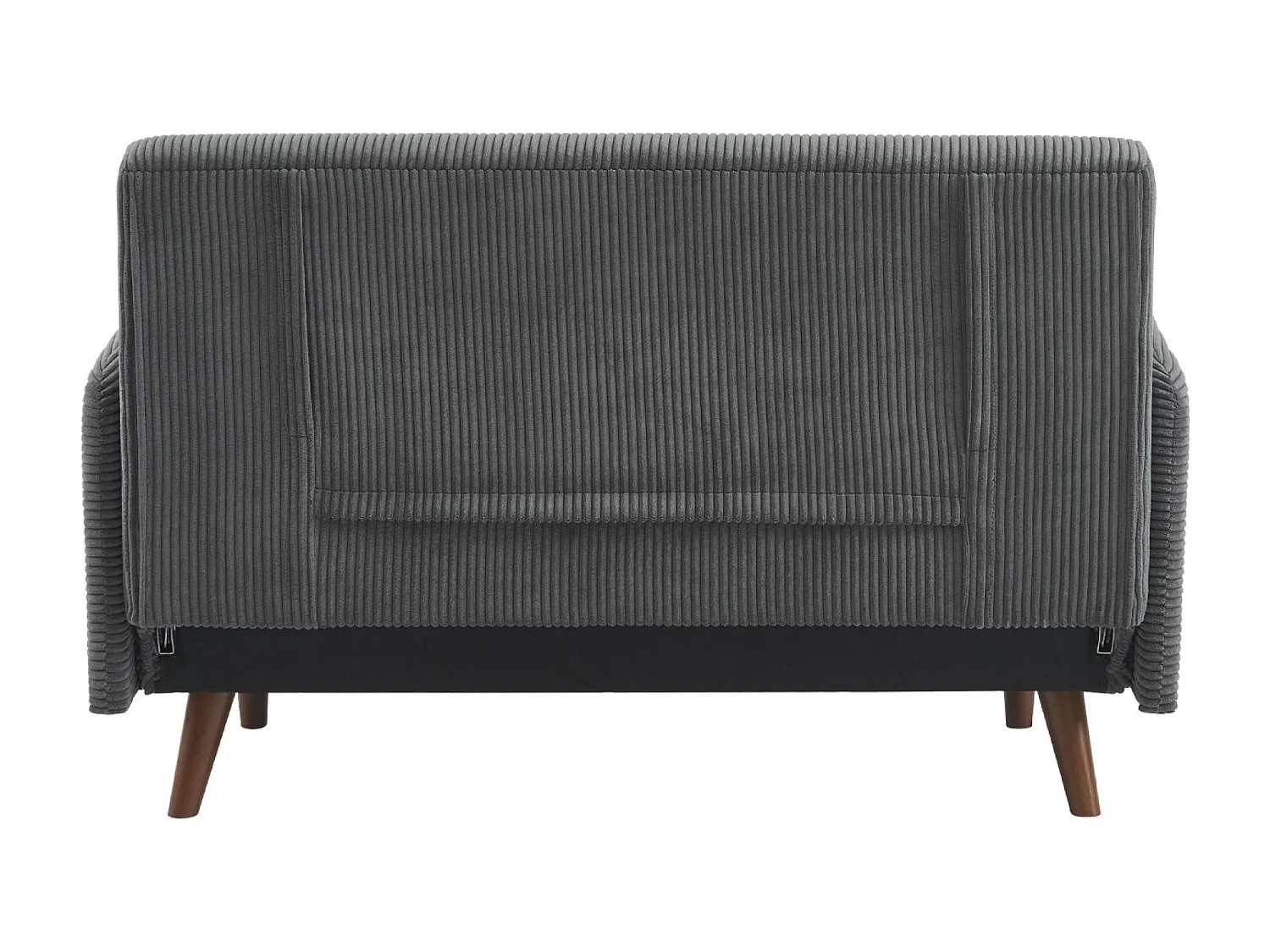 Sofá cama de pana de 2 plazas con patas de madera gris oscuro