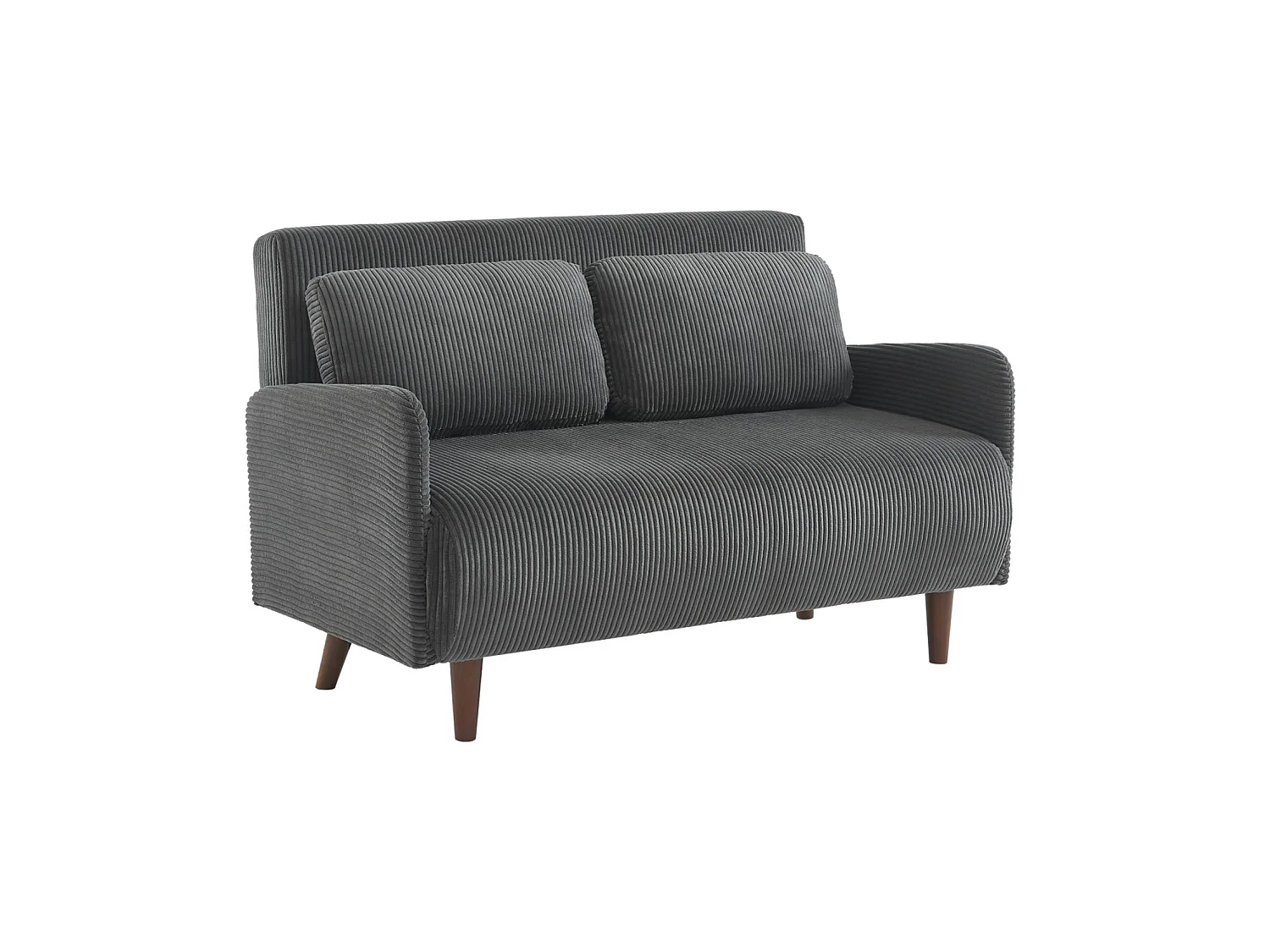 Canapé convertible 2 places inclinable en velours gris foncé