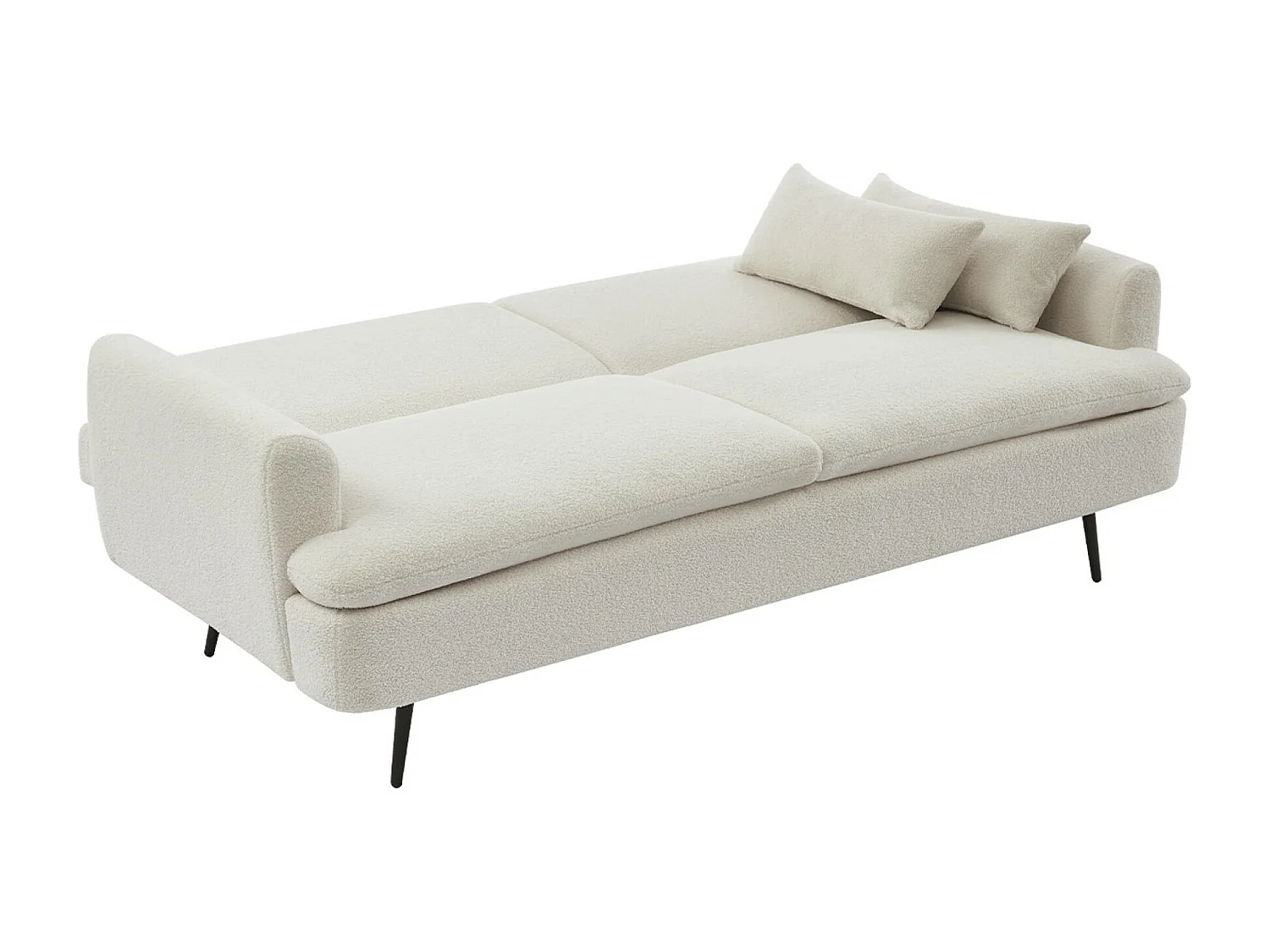Divano letto 2-3 posti bouclé, crema