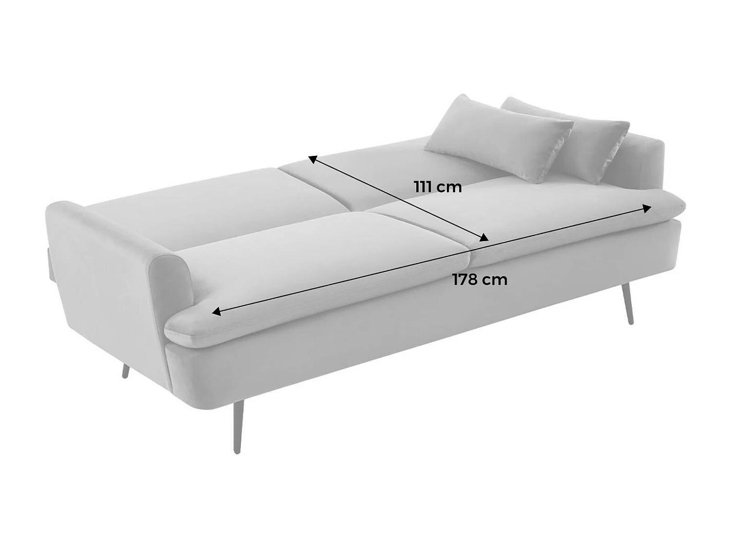 Canapé convertible. John. 2-3 places pieds métal et tissu bouclette crème L 210 x P111 x H48cm