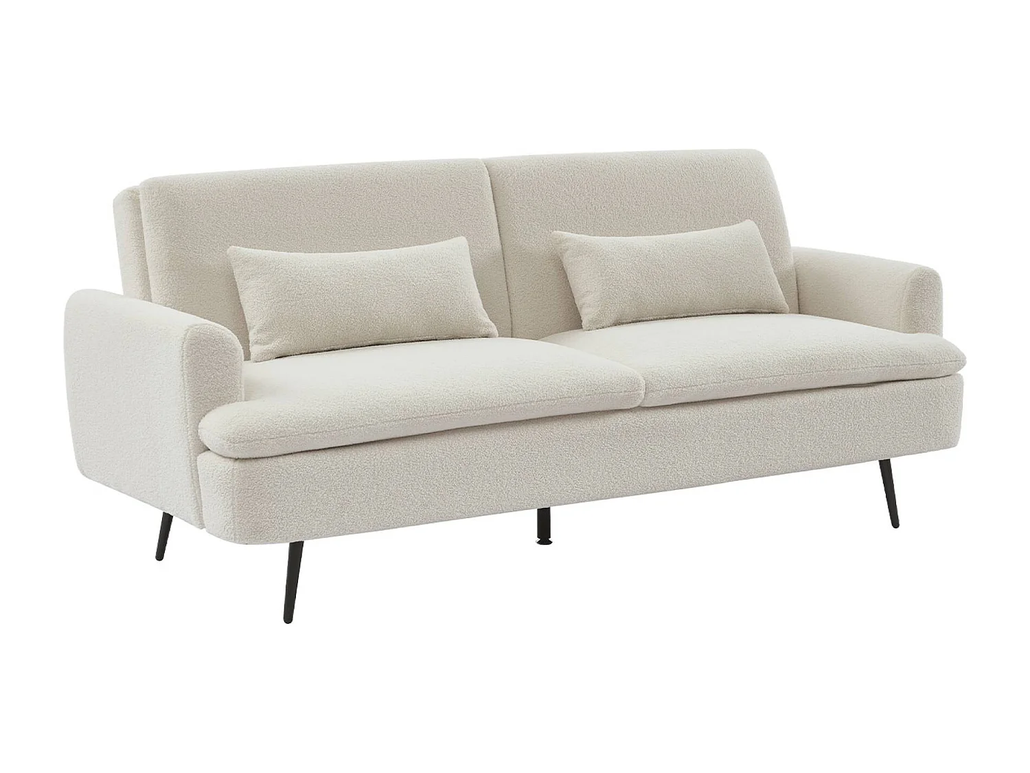 Divano letto 2-3 posti bouclé, crema